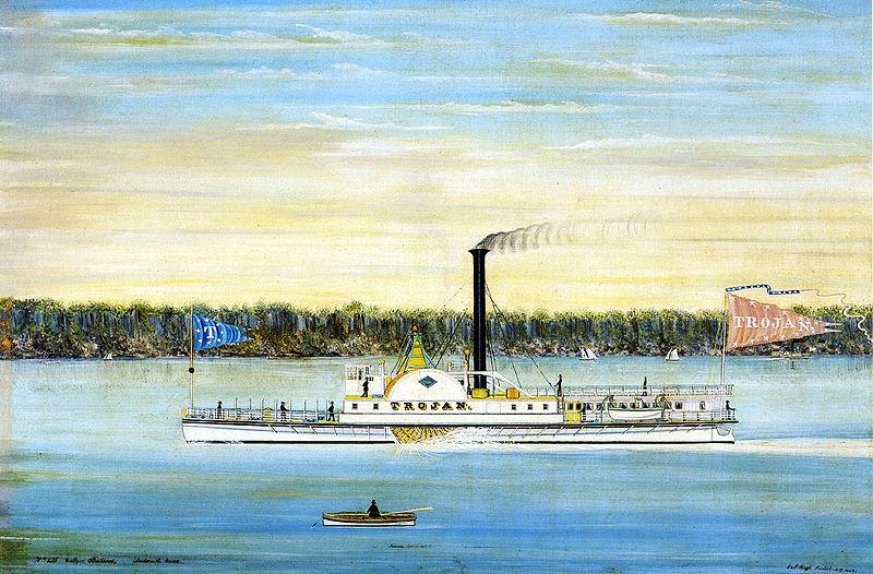 James Bard Trojan, Hudson River steamboat oil painting picture